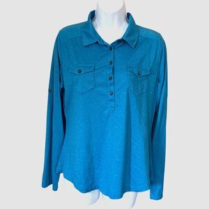 Marmot Womens L Allie Roll-Up Sleeve Tabs Hiking Shirt Chest Pockets Lightweight